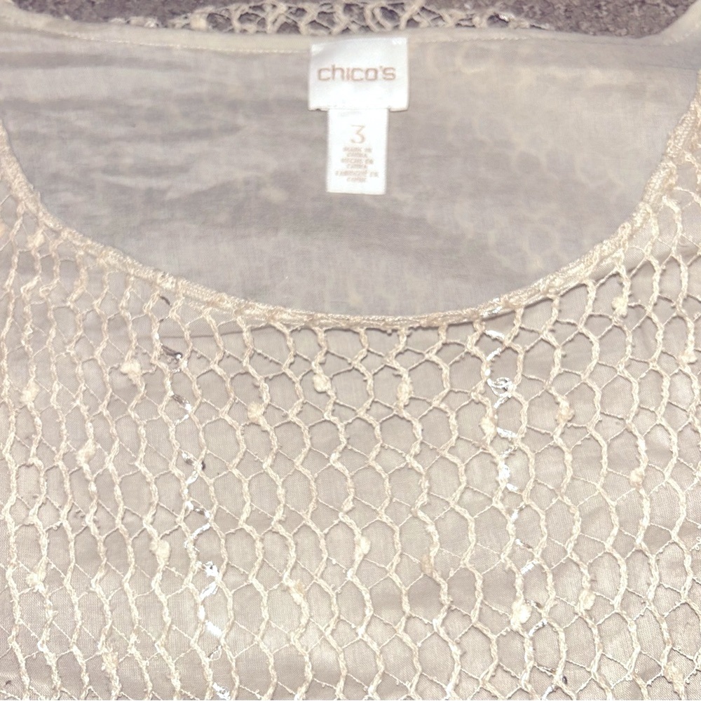Chico's Beige Textured Knit Tunic